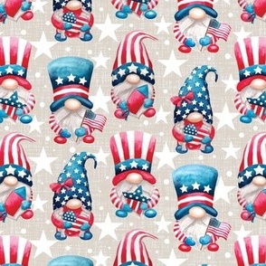  Watercolor patriotic gnomes red white blue july 4th - beige small scale