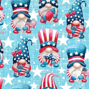 Watercolor patriotic gnomes red white blue july 4th - turquoise