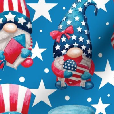 Watercolor patriotic gnomes,independence day red white blue july 4th - blue 