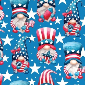 Watercolor patriotic gnomes,independence day red white blue july 4th - blue 