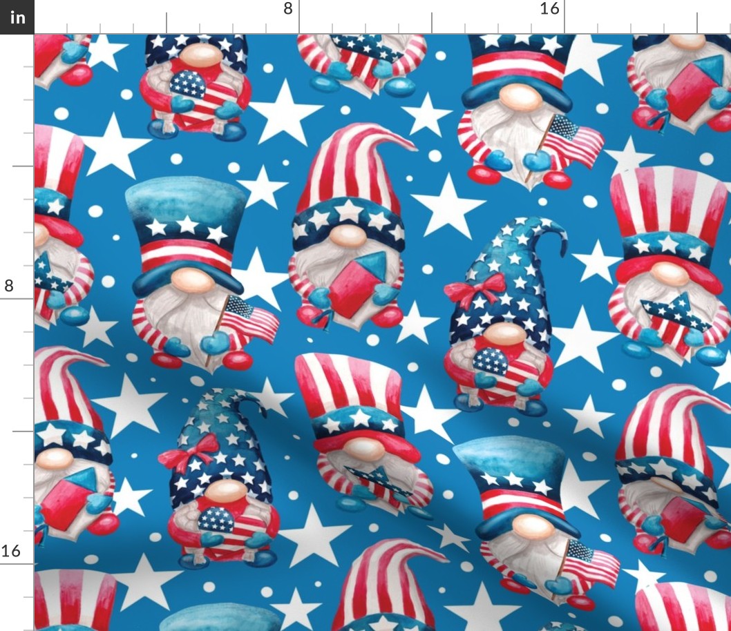 Watercolor patriotic gnomes,independence day red white blue july 4th - blue 