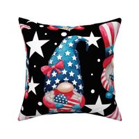 Watercolor patriotic gnomes red white blue july 4th - black