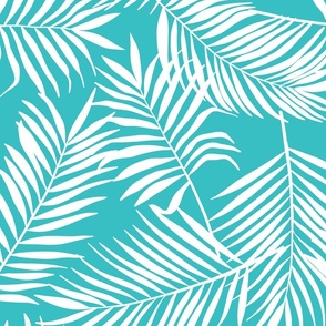 palm leaves on turquoise