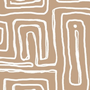 Hand-drawn organic lines Scandinavian style minimal almond large scale, wallpaper