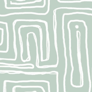 Hand-drawn organic lines Scandinavian style minimal mint large scale, wallpaper