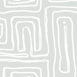Hand-drawn organic lines Scandinavian style minimal grayish mint large scale, wallpaper
