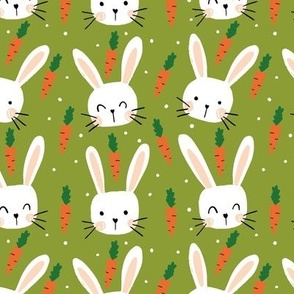 easter bunnies easter fabric green