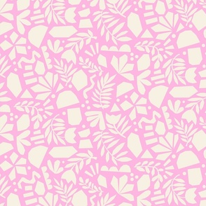 Pink White Abstract Floral Shapes