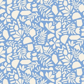 Mod Art Abstract Nature Shapes Blue White