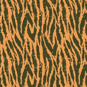 Tigris Nouveau Stripes- Tiger Print- Orange Olive- Regular Scale