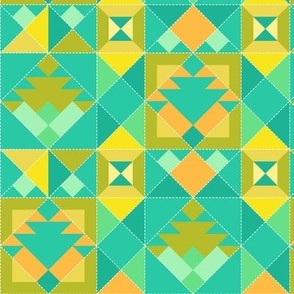 Imitation Patchwork, Yellow-orange and green-blue