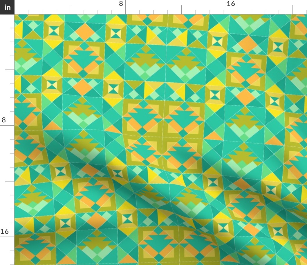 Imitation Patchwork, Yellow-orange and green-blue