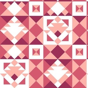 Imitation Patchwork, Burgundy, cream and white