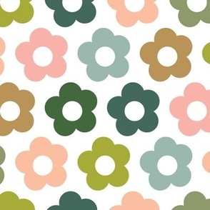 Fricassee* (Midcentury Colors on White) || '50s and '60s scandi flowers