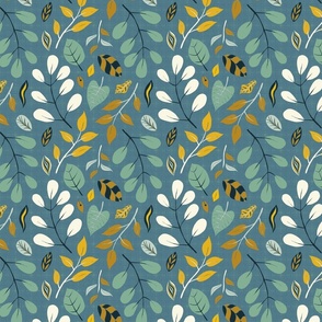 Teal garden with mustard and pearl foliage