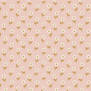 Jillian Floral Daisy in Pink and Mustard
