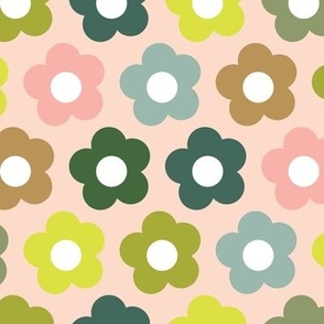 Fricassee* (Midcentury Colors on Light Peach Halves) || '50s and '60s scandi flowers