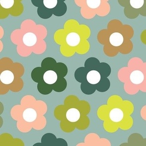 Fricassee* (Midcentury Colors on Camouflage) || '50s and '60s scandi flowers