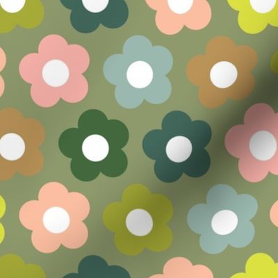 Fricassee* (Midcentury Colors on Sagebrush) || '50s and '60s scandi flowers