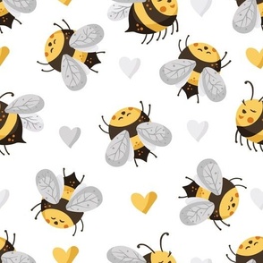 Honey bee and heart, cute kids design