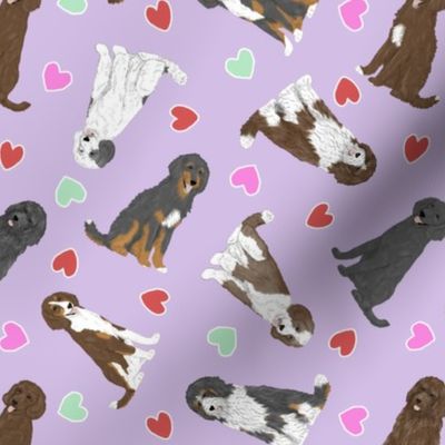 Tiny Black and Chocolate Doodles - Valentine hearts
