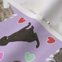 Tiny Brindle and Sable Doodles - Valentine hearts