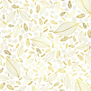 Golden Thin Floral Pattern White Background