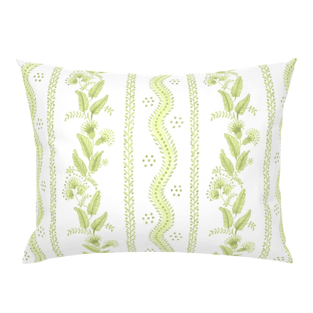 Apple Green on White Emma Stripe