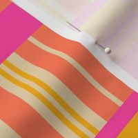 Warp and Weft Woven Abstract Geometric Checkerboard Horizontal Vertical Stripes in Hot Pink Papaya Orange Marigold Yellow Sand - MEDIUM Scale - UnBlink Studio by Jackie Tahara