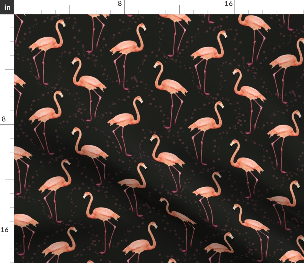 Elegance of flamingos walking in a flock