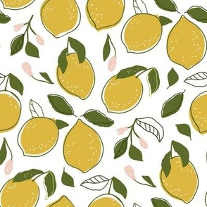 Cartoon Lemon Fruit Yel Fabric, Wallpaper and Home Decor | Spoonflower