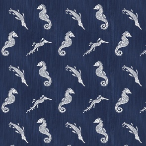 White Seahorses NAVY blue