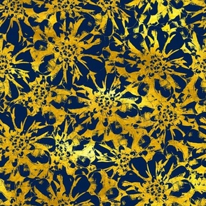 Golden Gerbera Flowers Blue Details