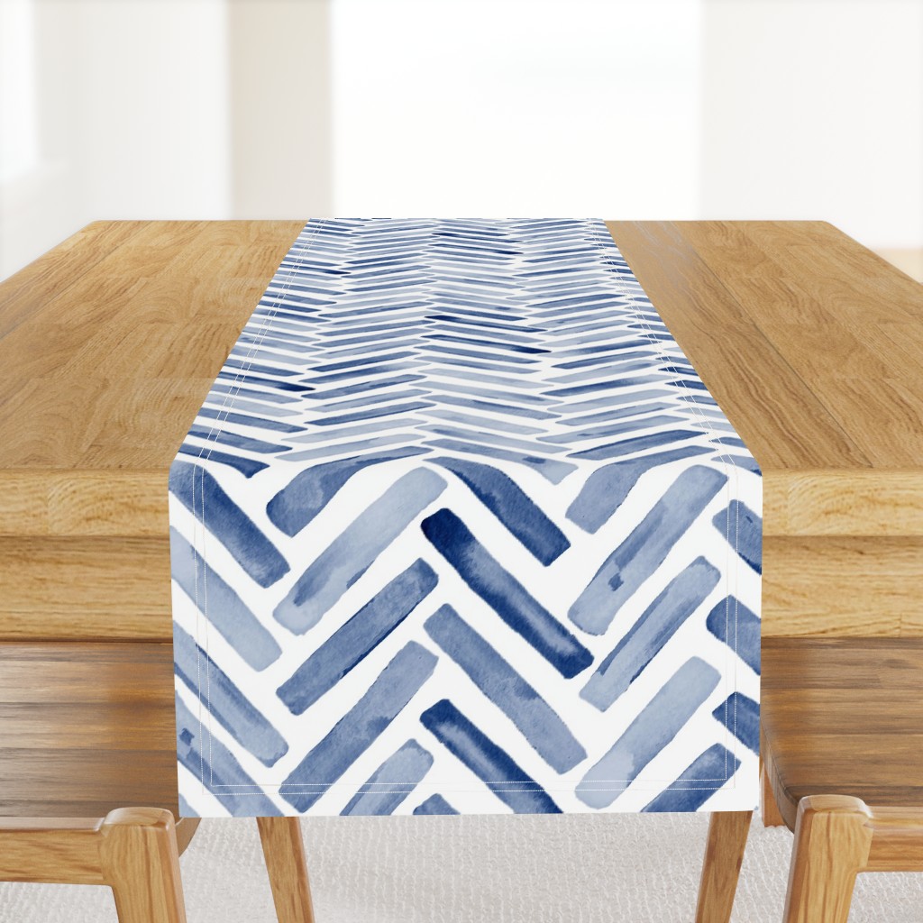 jumbo // Inidgo Blue Painted Herringbone Chevron 