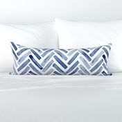 jumbo - Inidgo Blue Painted Herringbone Chevron 