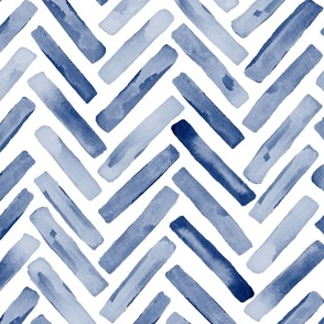 jumbo // Inidgo Blue Painted Herringbone Chevron 