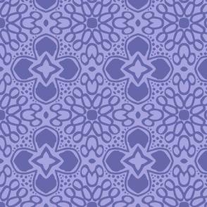 Loopy Floral Quatrefoil, periwinkle and lilac