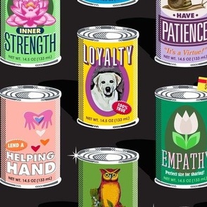 Canned GOODs (Custom 4" Cans) (Black) || punny cans of food