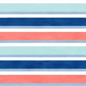 Mod Nautical Stripes (classic blue-coral-mint-dusty blue)