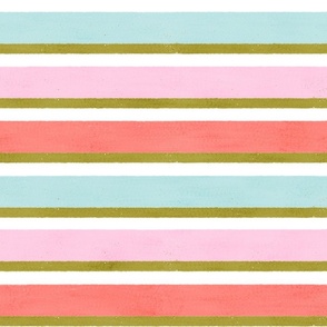 Mod Nautical Stripes (coral-pink-mint-olive green) large