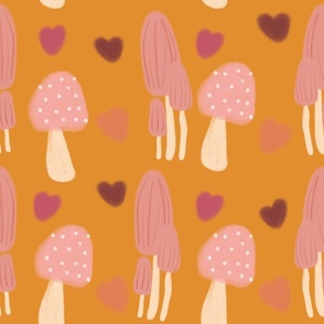 Heart Mushroom Bright Pattern Valentines
