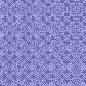 Loopy Floral Quatrefoil, periwinkle and lilac, 4 inch 
