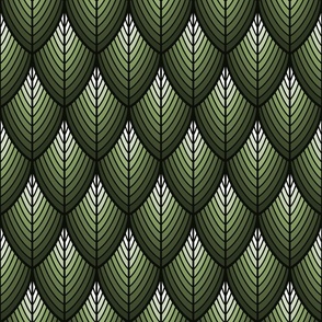 ART DECO LEAVES - ORGANIC GREEN GRADIENT, LARGE SCALE