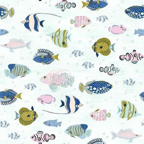 Mod Coral Reef Fishes (minty white) medium 