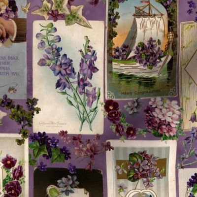 Purple Flowers Antique Postcards