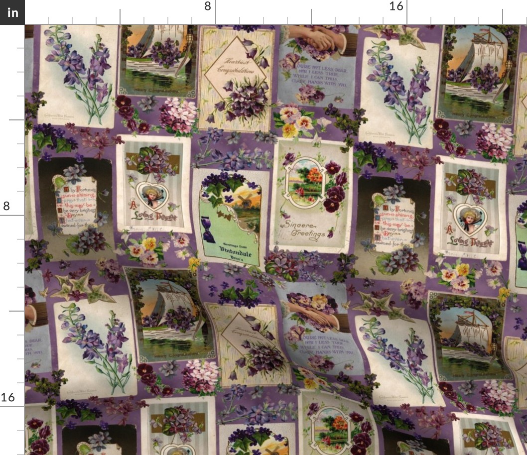 Purple Flowers Antique Postcards