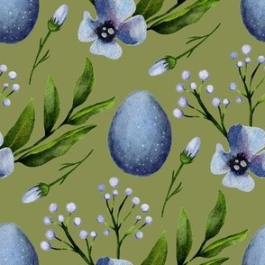 Watercolor easter egg with flowers