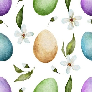 Watercolor easter egg with flowers