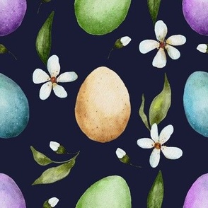  Watercolor easter egg with flowers