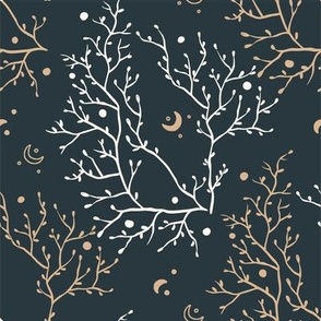 Boho floral leaves with star and moon